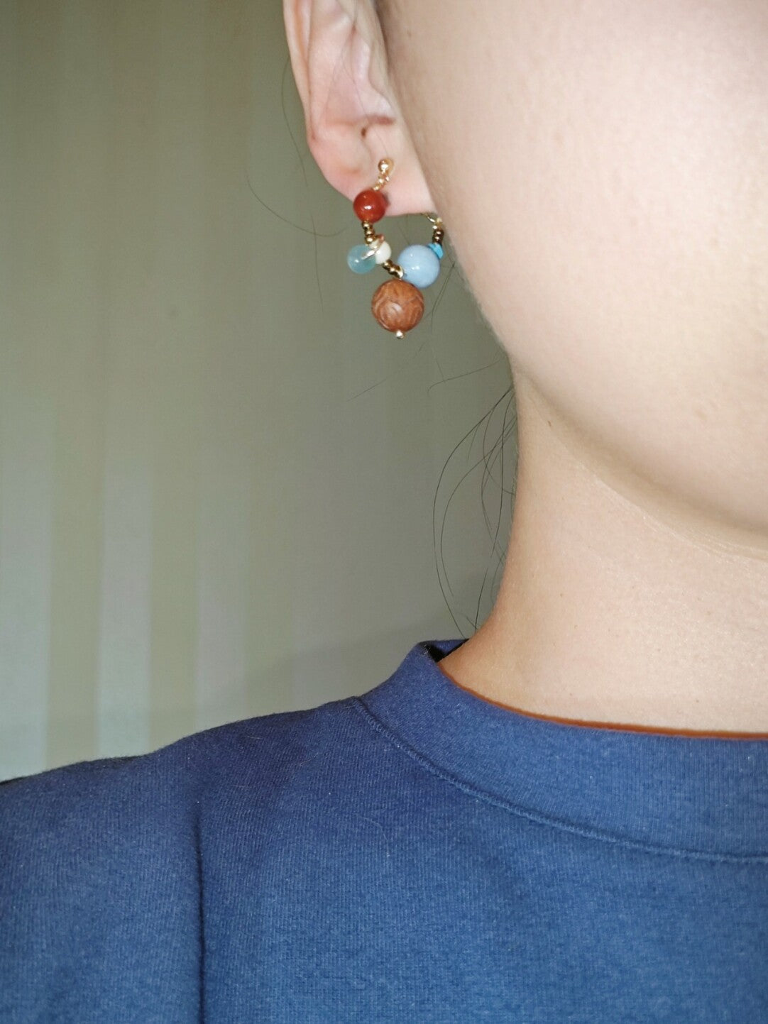 Chinoiserie Colorful Beaded Cluster Earrings,Lumivault.