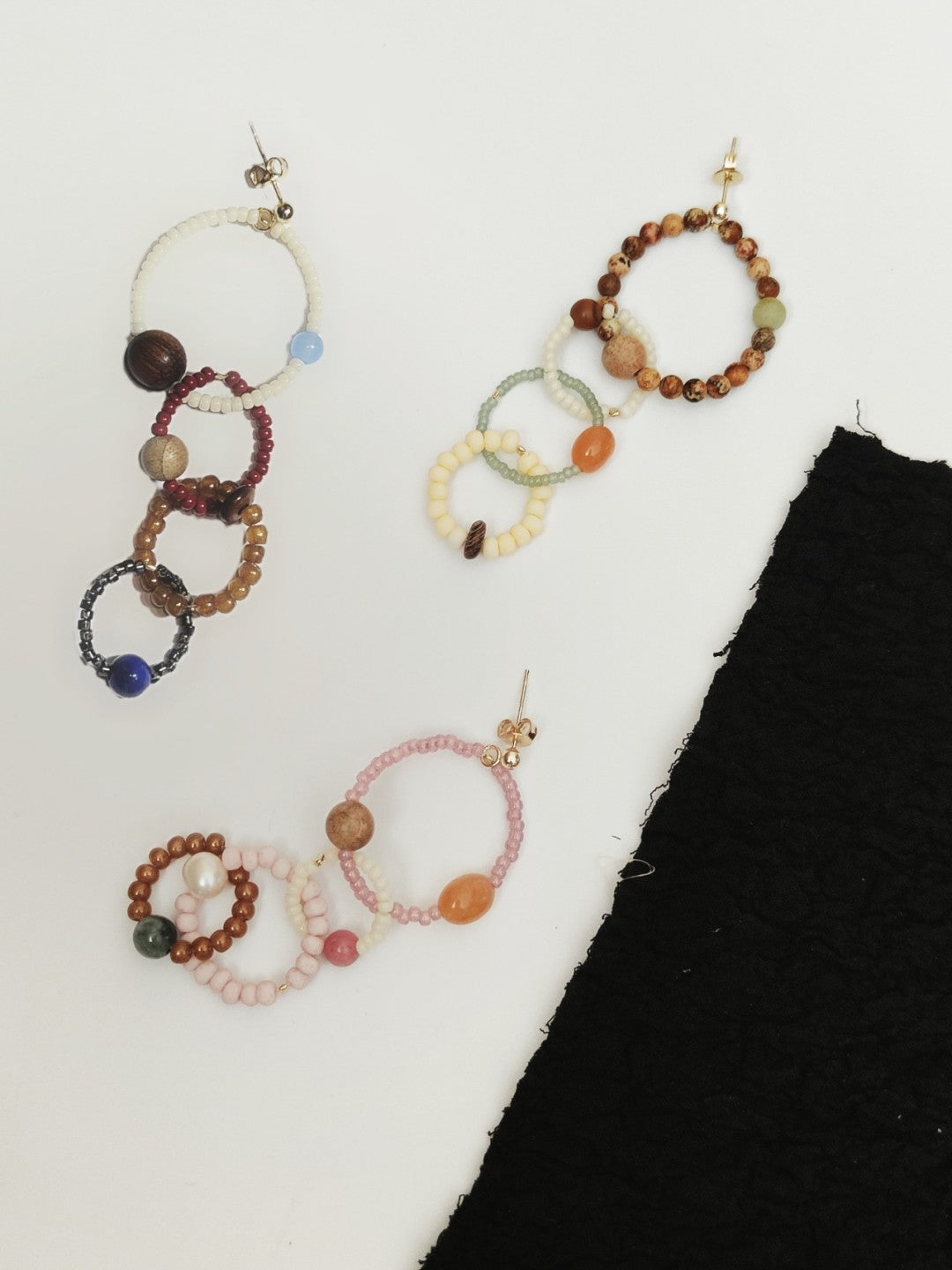 Chinoiserie Colorful Natural Jade Hoop Earrings,Lumivault.