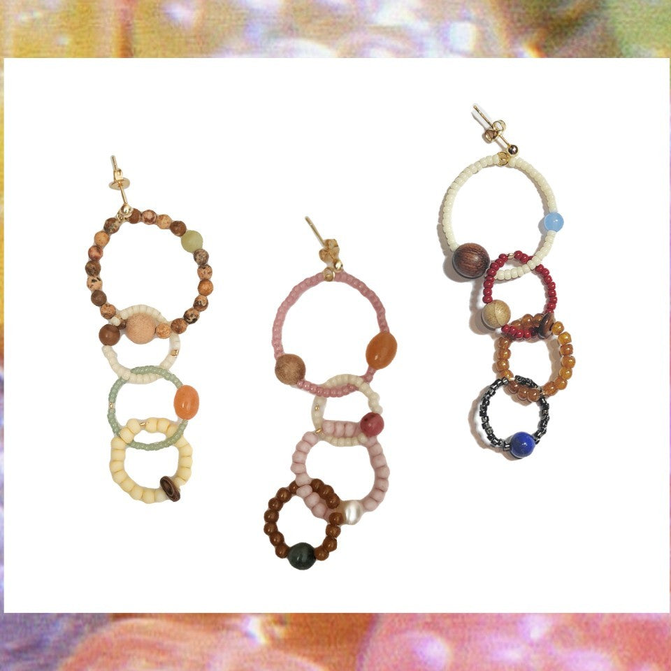 Chinoiserie Colorful Natural Jade Hoop Earrings,Lumivault.