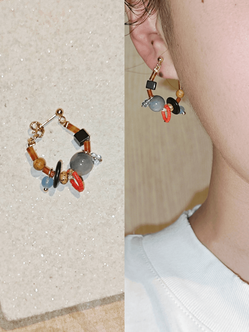 Chinoiserie Contrast Color Earrings,Lumivault.