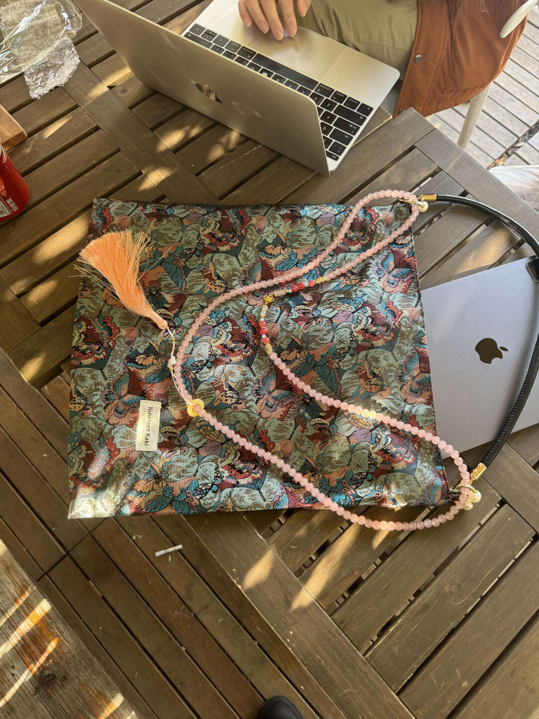 Chinoiserie Dunhuang Butterfly Bloom Beaded Tassel Silk Bag - Lumivault