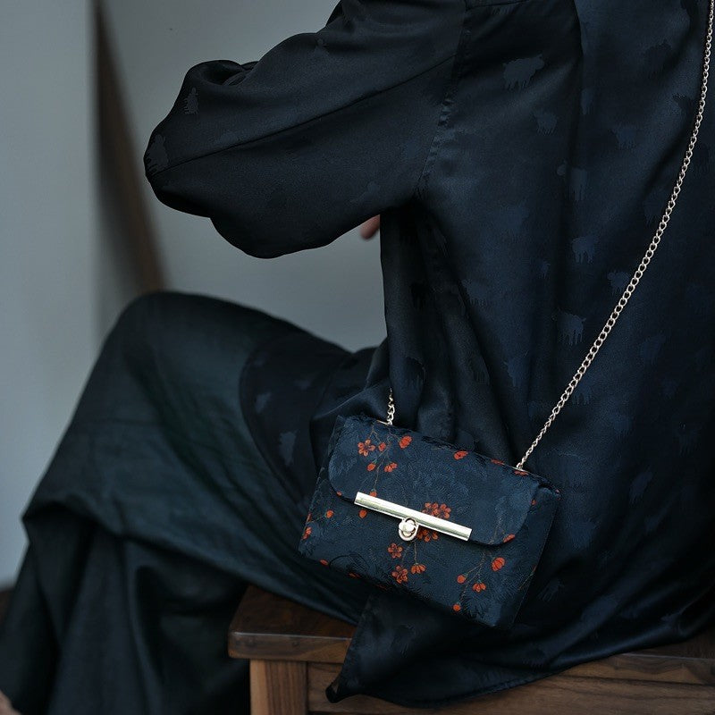 Chinoiserie Flower Silk Crossbody Bag - Lumivault