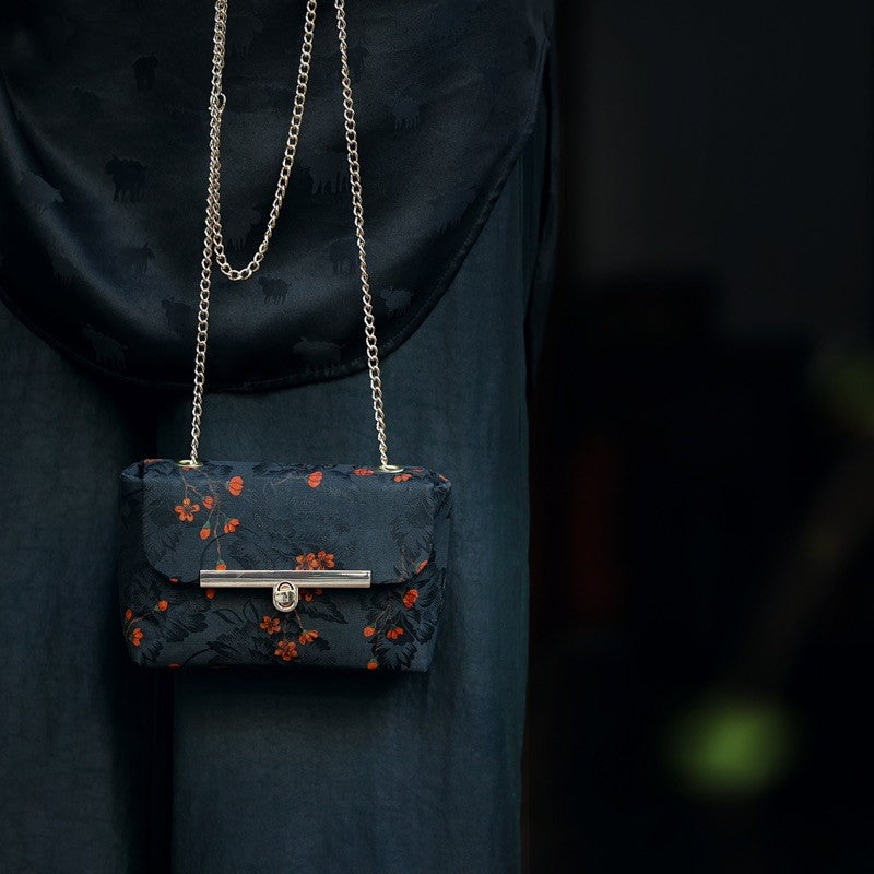 Chinoiserie Flower Silk Crossbody Bag - Lumivault