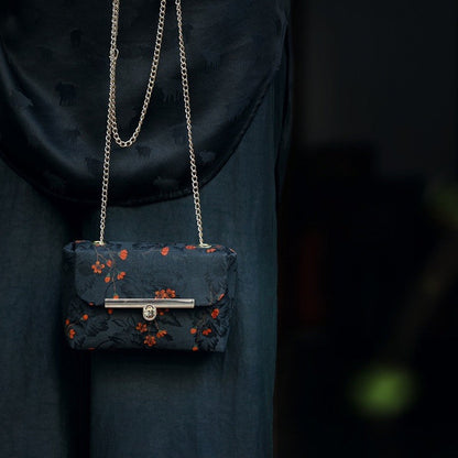 Chinoiserie Flower Silk Crossbody Bag - Lumivault
