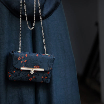 Chinoiserie Flower Silk Crossbody Bag - Lumivault