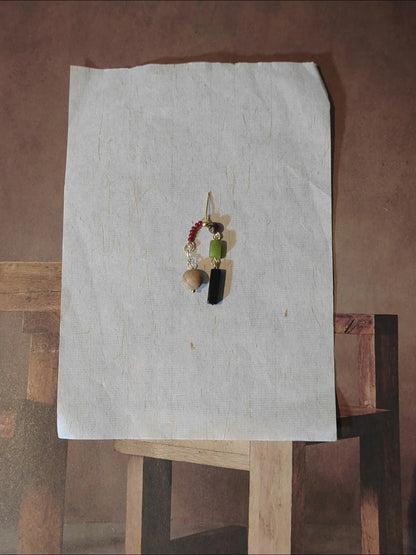 Chinoiserie Green Grape Natural Jade Sandalwood Beaded Earrings