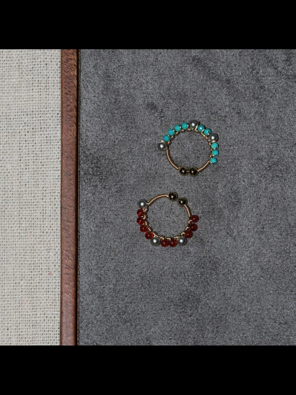 「Chinoiserie」Handmade Mini Red and Green Earring Clips,Lumivault.