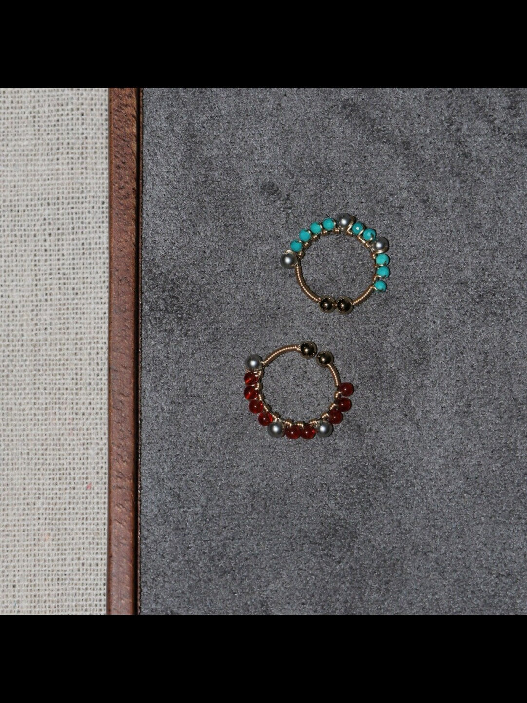 「Chinoiserie」Handmade Mini Red and Green Earring Clips - Lumivault