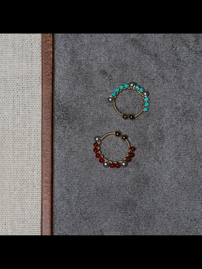 「Chinoiserie」Handmade Mini Red and Green Earring Clips - Lumivault