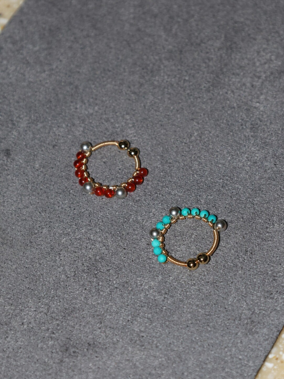 「Chinoiserie」Handmade Mini Red and Green Earring Clips - Lumivault