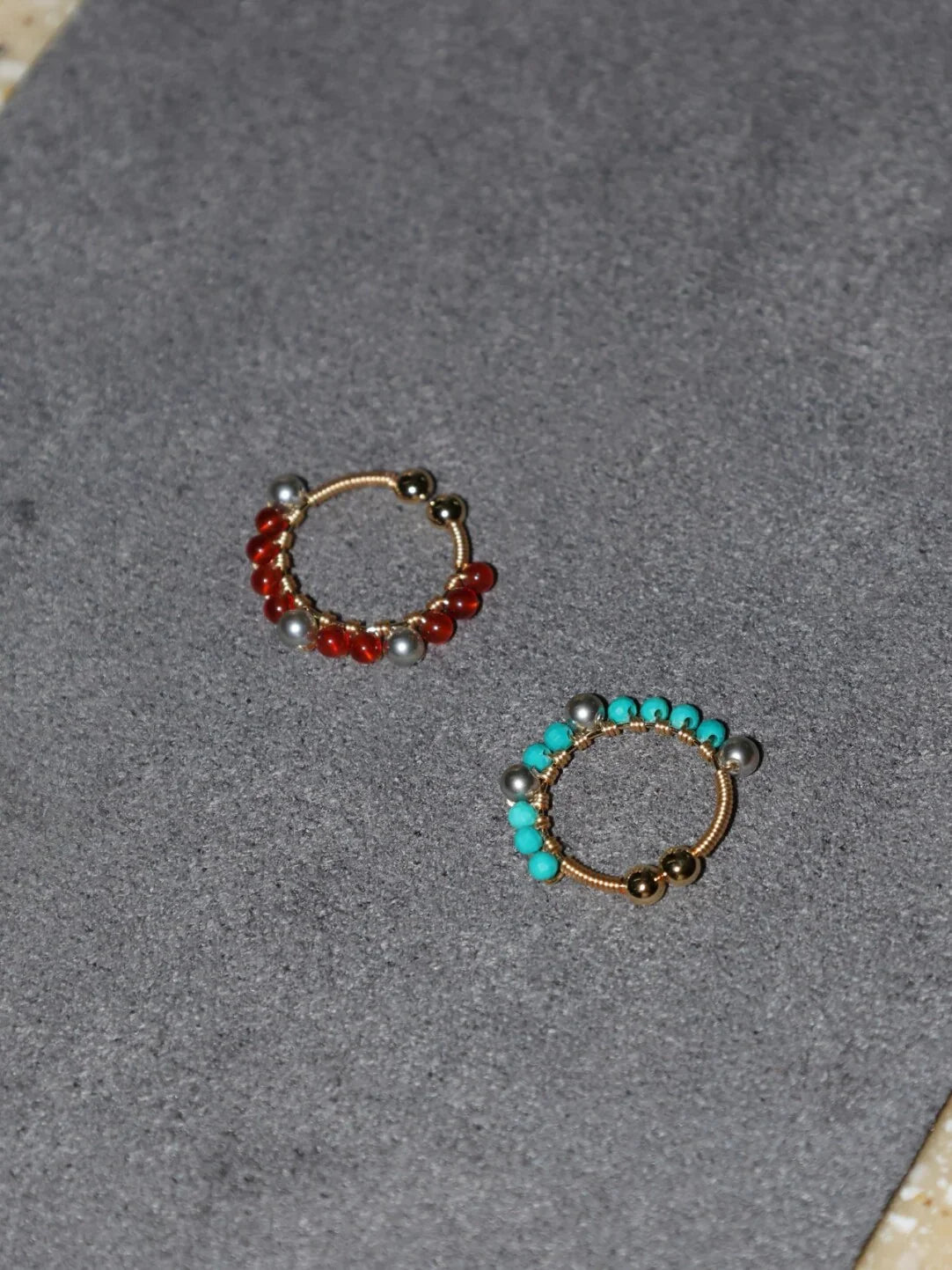 「Chinoiserie」Handmade Mini Red and Green Earring Clips,Lumivault.