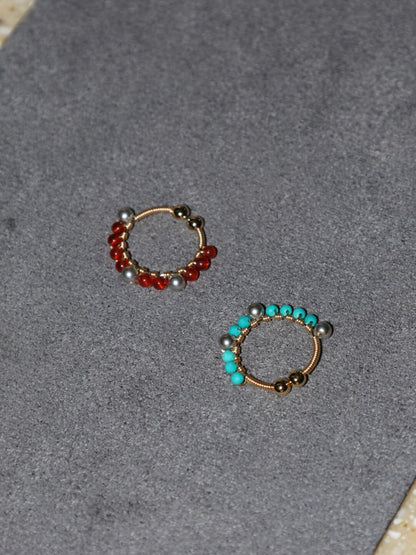 「Chinoiserie」Handmade Mini Red and Green Earring Clips - Lumivault