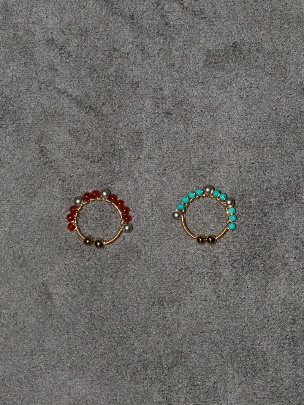 「Chinoiserie」Handmade Mini Red and Green Earring Clips,Lumivault.