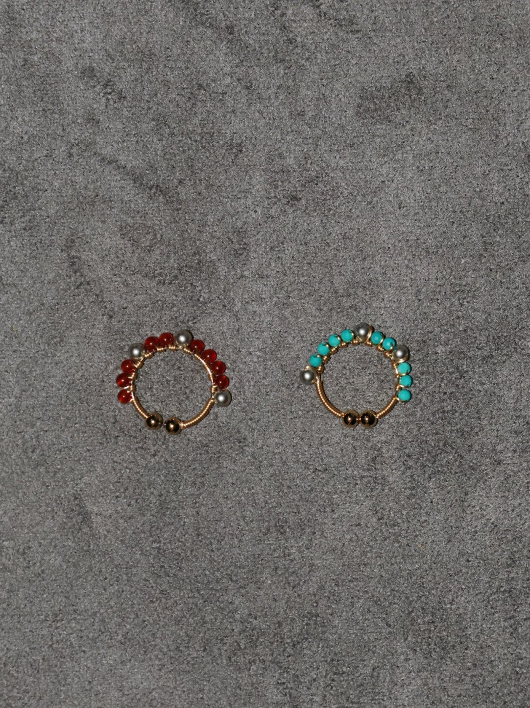 「Chinoiserie」Handmade Mini Red and Green Earring Clips - Lumivault