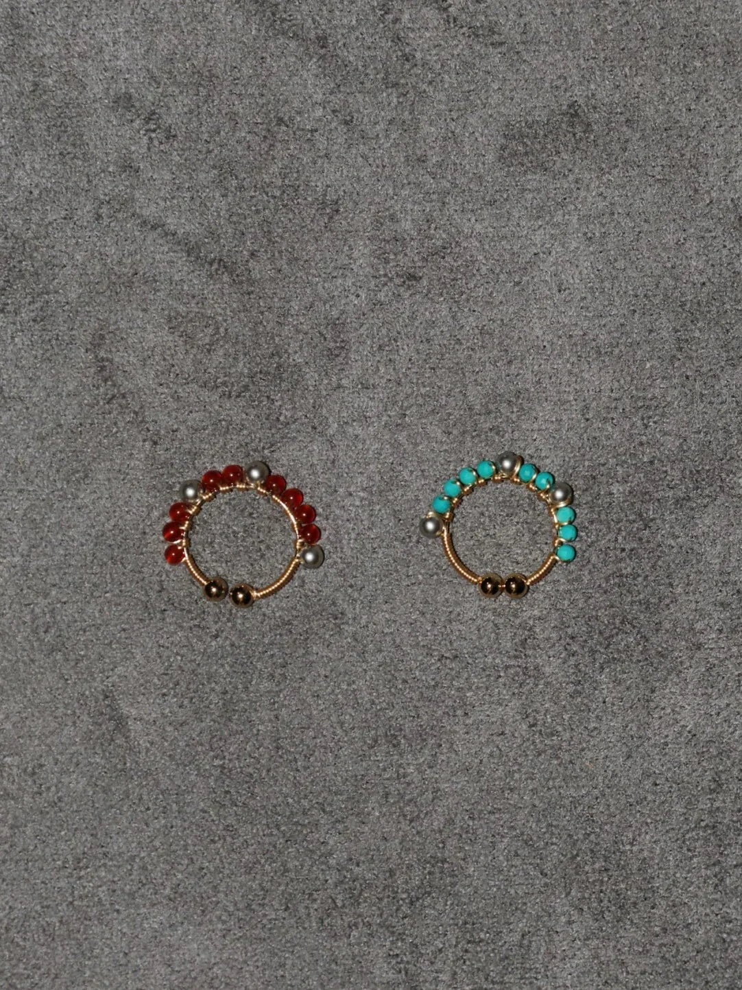 「Chinoiserie」Handmade Mini Red and Green Earring Clips,Lumivault.