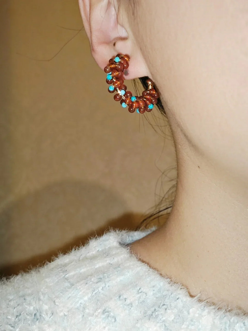 「Chinoiserie」Handmade Red Green Retro Earrings,Lumivault.