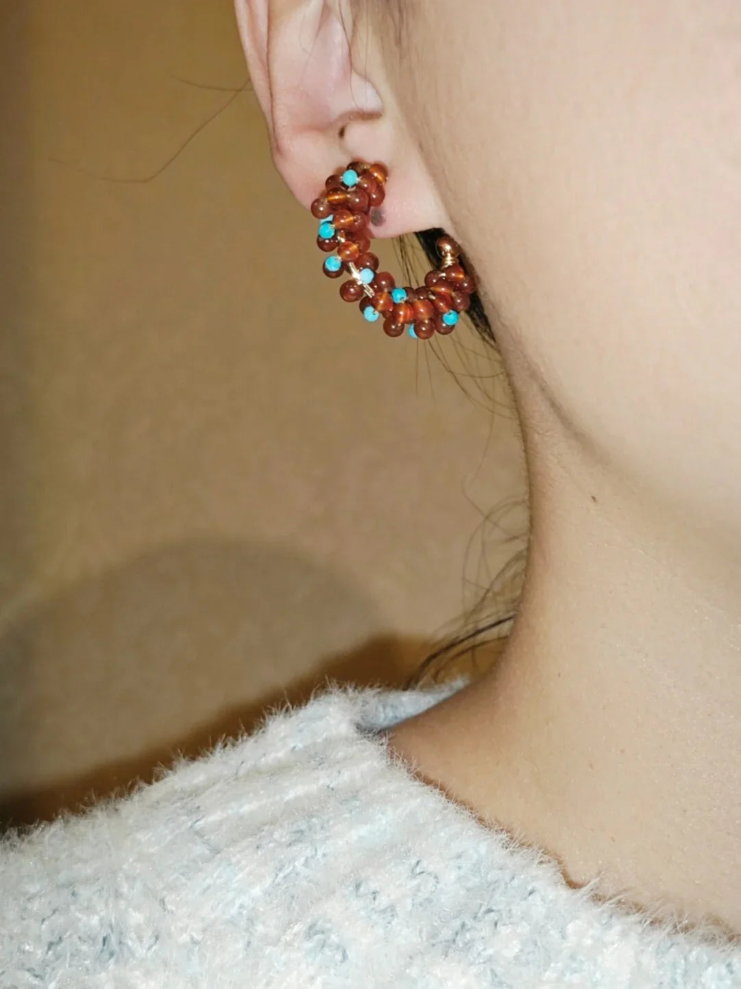 「Chinoiserie」Handmade Red Green Retro Earrings,Lumivault.