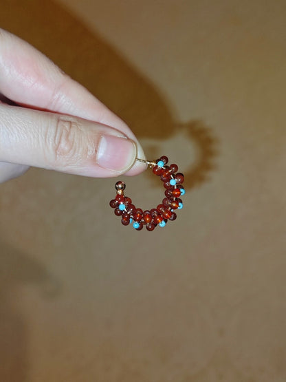 「Chinoiserie」Handmade Red Green Retro Earrings - Lumivault