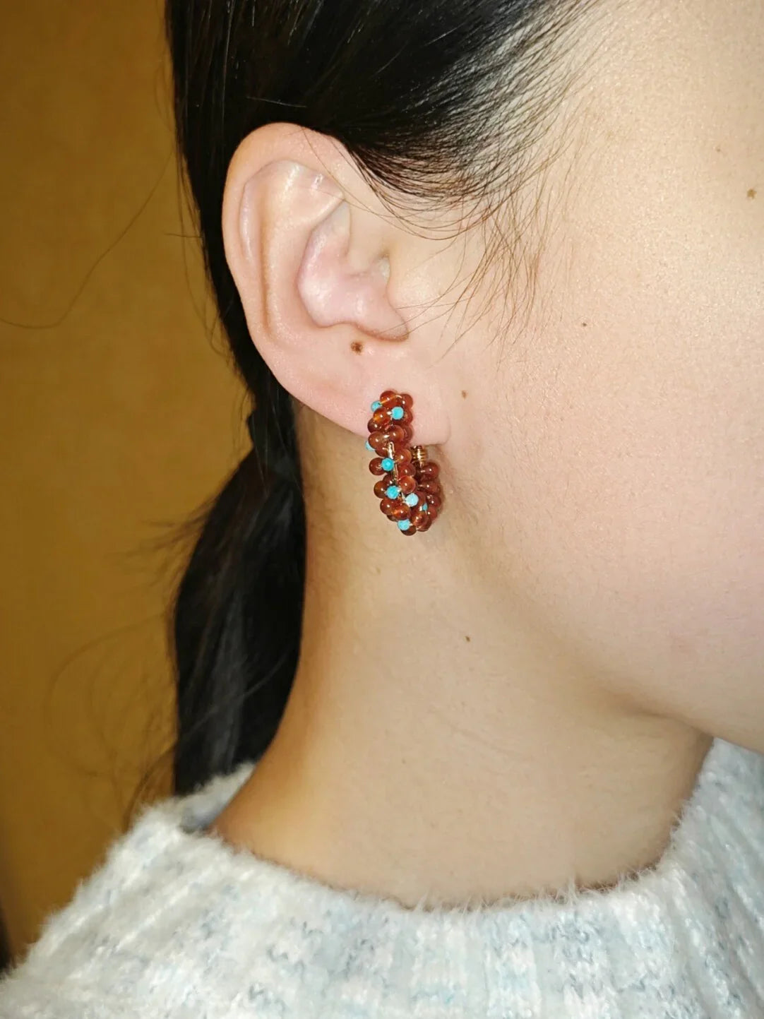 「Chinoiserie」Handmade Red Green Retro Earrings,Lumivault.