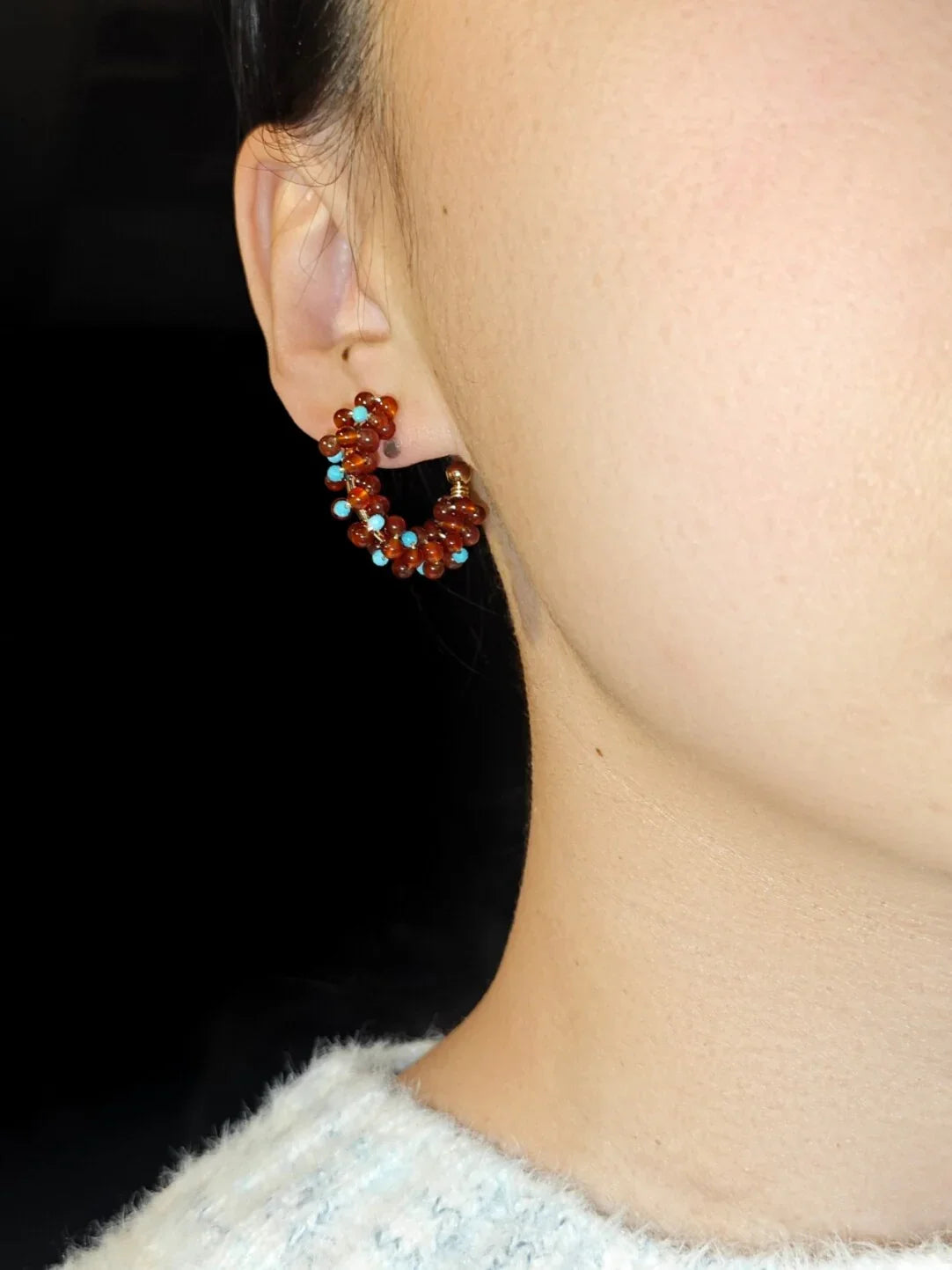 「Chinoiserie」Handmade Red Green Retro Earrings,Lumivault.