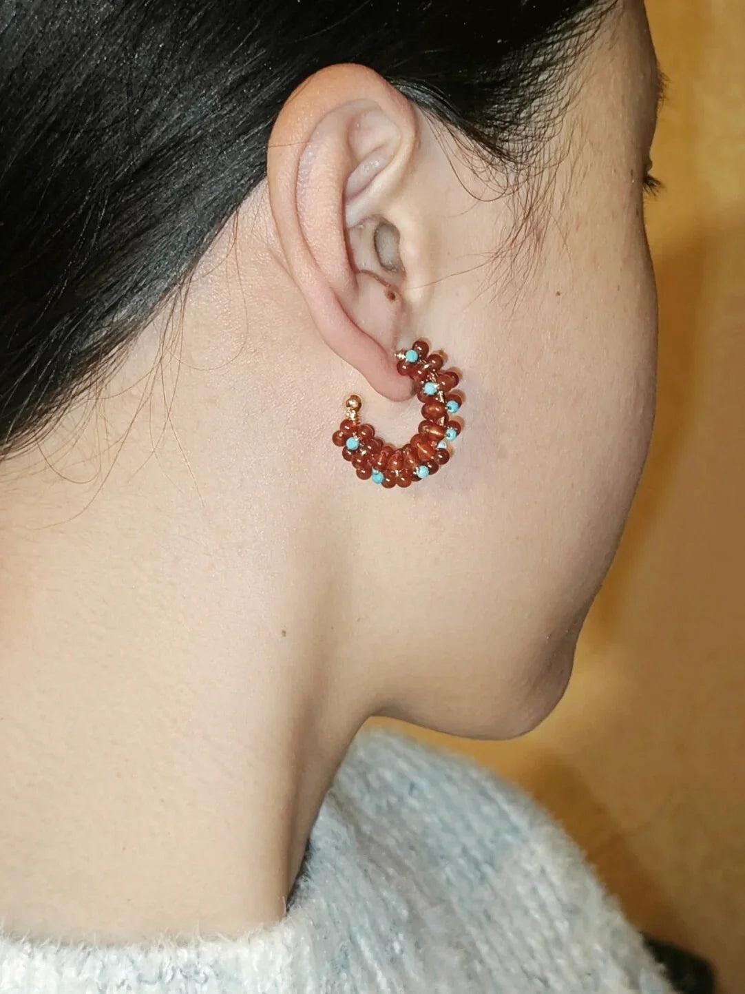 「Chinoiserie」Handmade Red Green Retro Earrings,Lumivault.