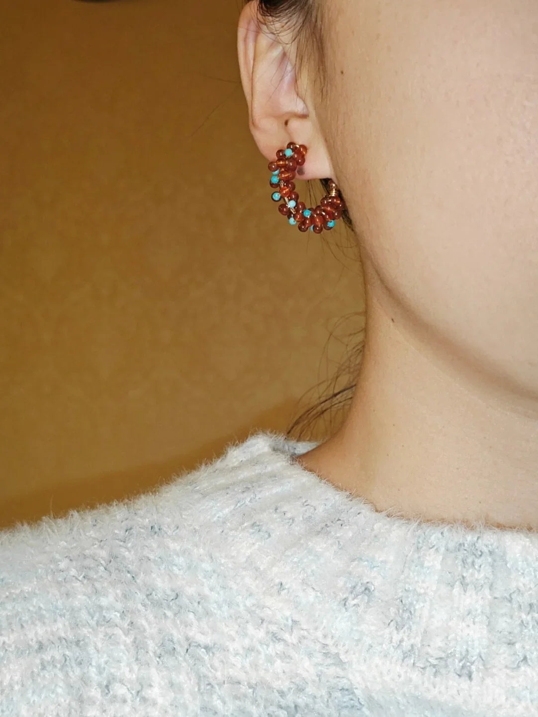 「Chinoiserie」Handmade Red Green Retro Earrings,Lumivault.