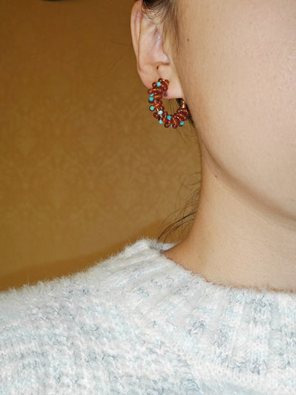 「Chinoiserie」Handmade Red Green Retro Earrings - Lumivault