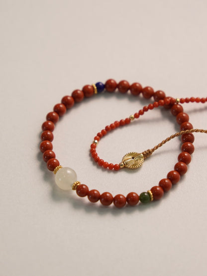 「Chinoiserie」Hetian Jade Lapis Lazuli Beaded Bracelet - Lumivault