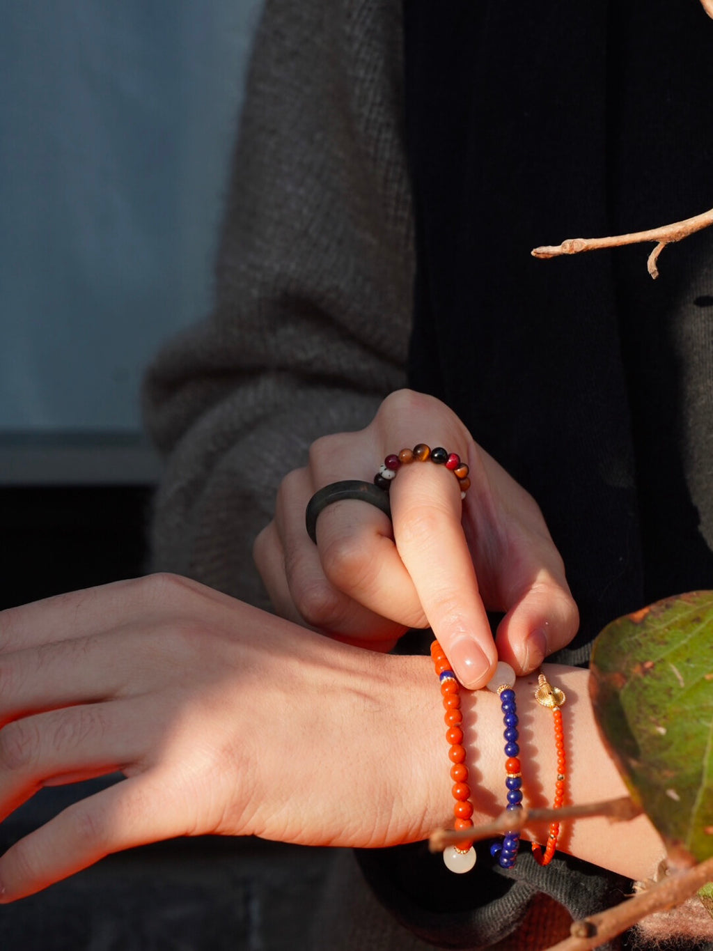 「Chinoiserie」Hetian Jade Lapis Lazuli Beaded Bracelet,Lumivault.