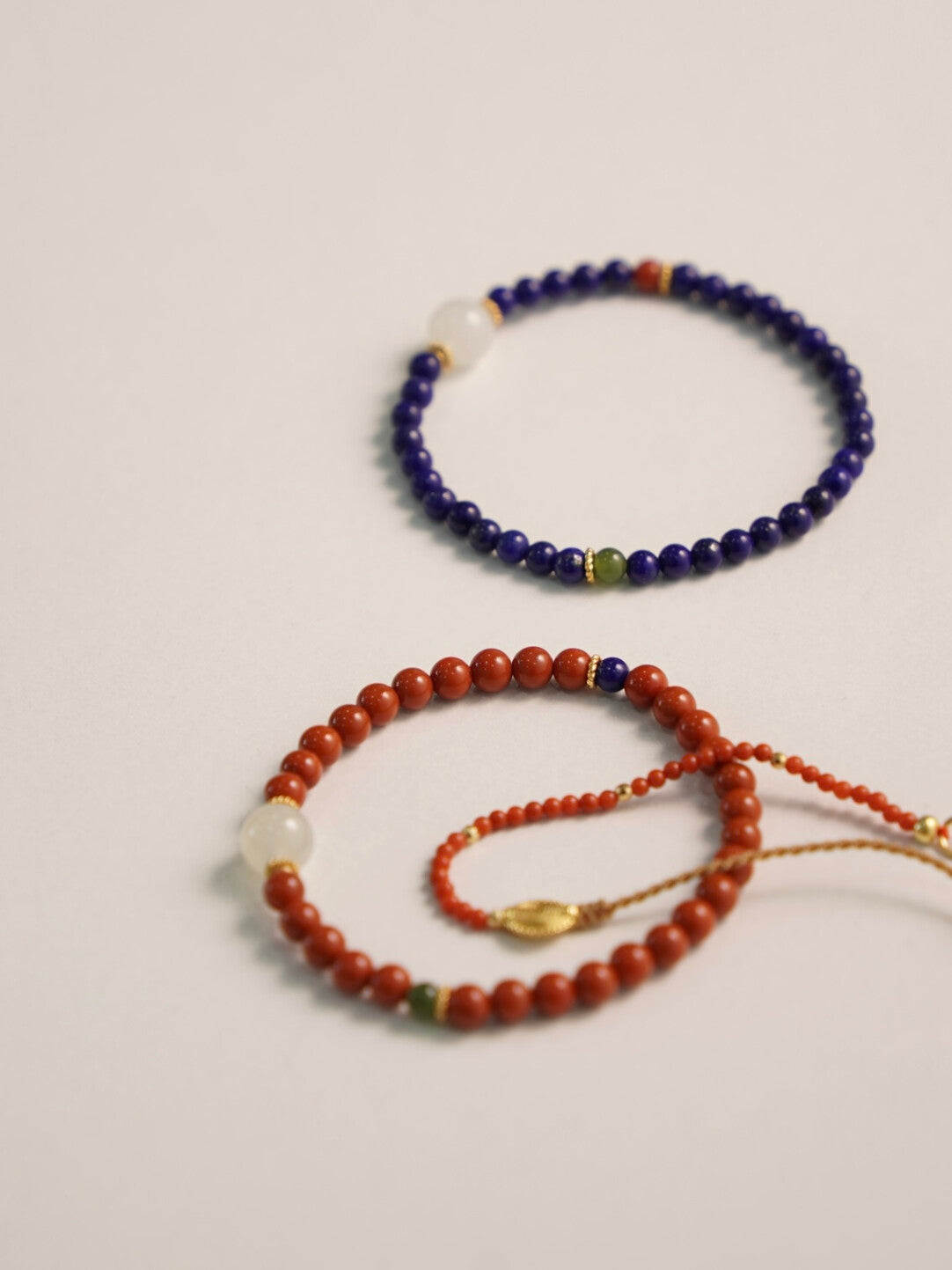 「Chinoiserie」Hetian Jade Lapis Lazuli Beaded Bracelet,Lumivault.