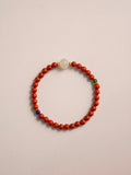 「Chinoiserie」Hetian Jade Lapis Lazuli Beaded Bracelet,Red / 14-15cm,Lumivault.