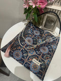Chinoiserie Immortal Herb Pattern Beaded Tassel Silk Bag - Lumivault