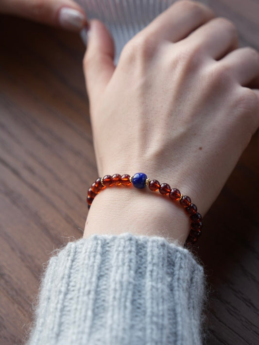 「Chinoiserie」Lapis Lazuli Garnet Beaded Bracelet - Lumivault