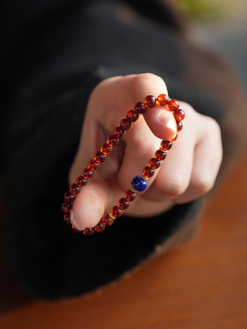 「Chinoiserie」Lapis Lazuli Garnet Beaded Bracelet,Lumivault.