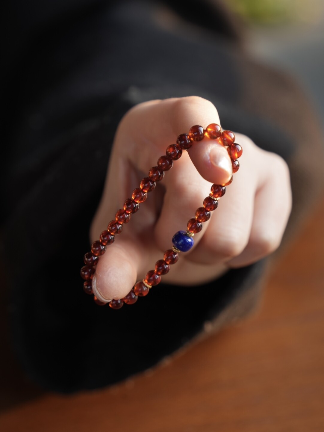 「Chinoiserie」Lapis Lazuli Garnet Beaded Bracelet,Lumivault.