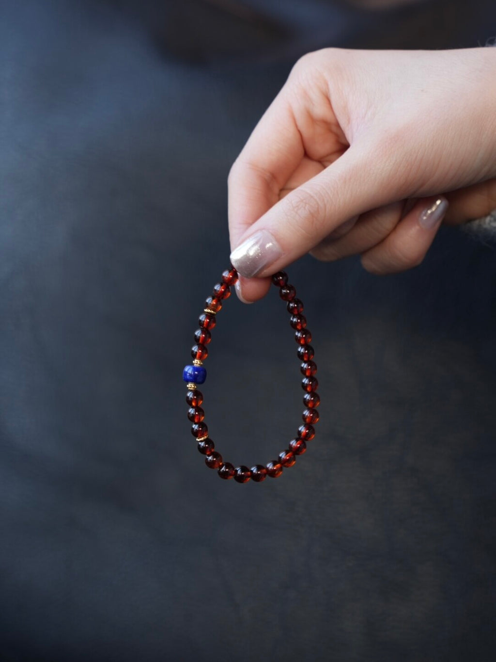 「Chinoiserie」Lapis Lazuli Garnet Beaded Bracelet,Lumivault.