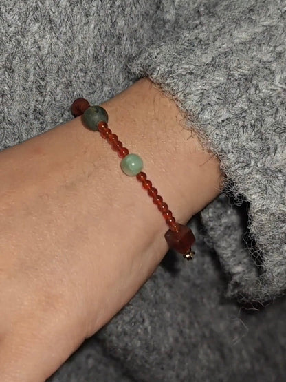 Chinoiserie Lucky Red Agate Beaded Bracelet