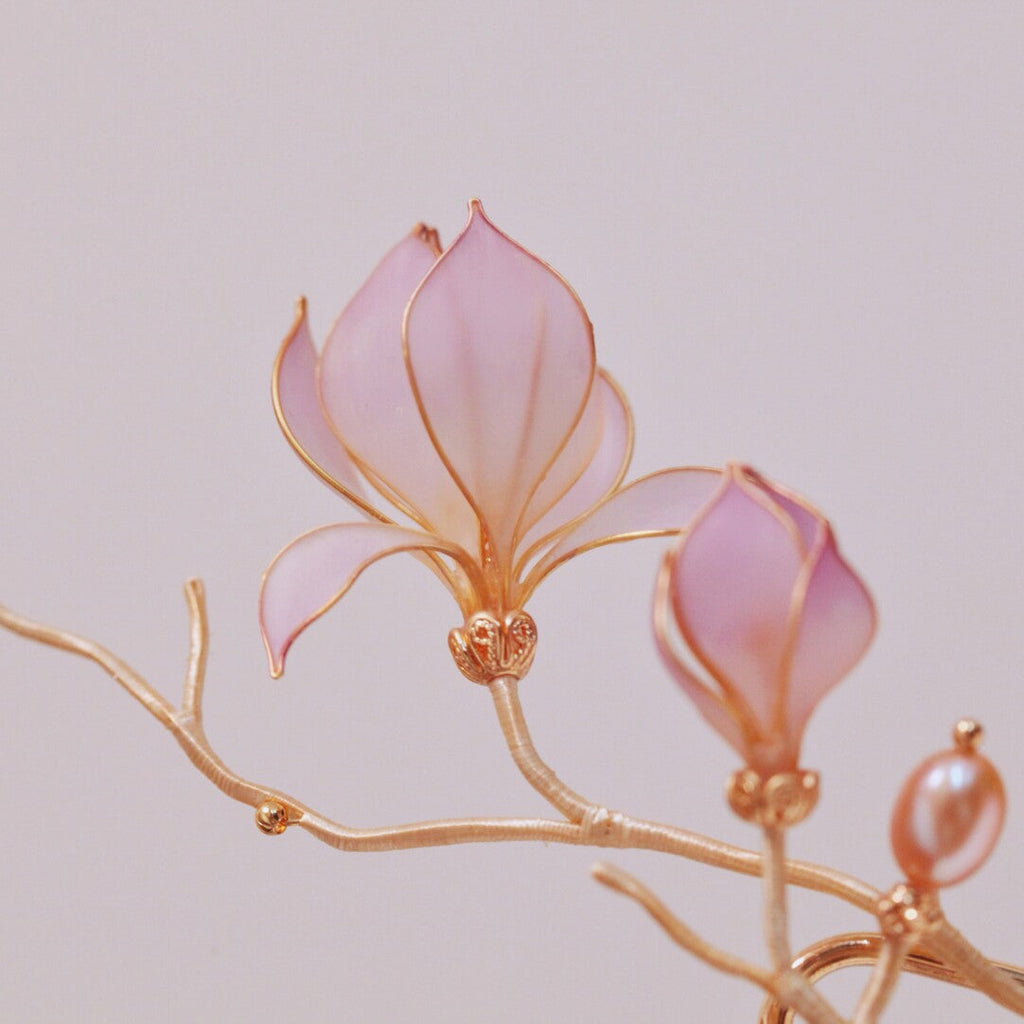 「Chinoiserie」Magnolia Hairpin,Two Flowers,Lumivault.