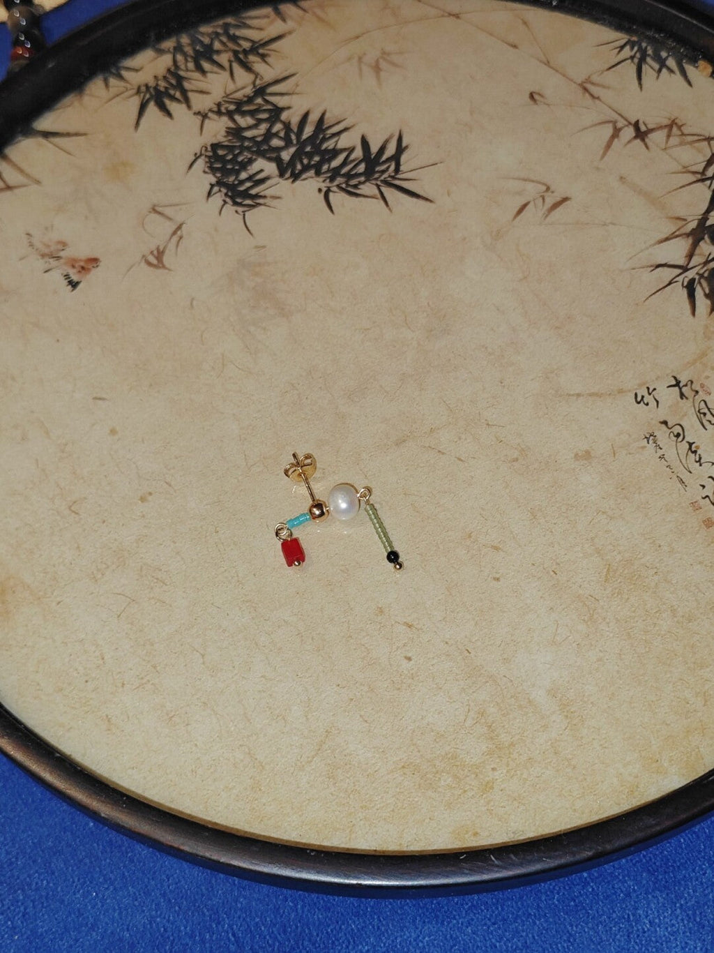 Chinoiserie Mini Fun Beaded Earrings,Lumivault.