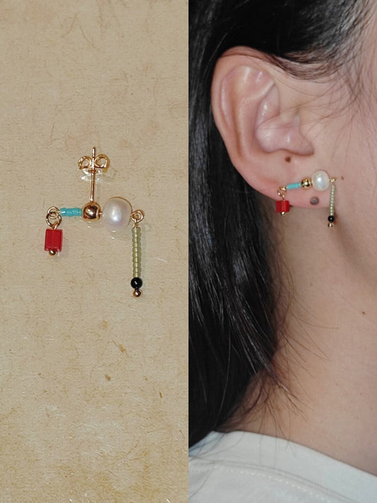 Chinoiserie Mini Fun Beaded Earrings