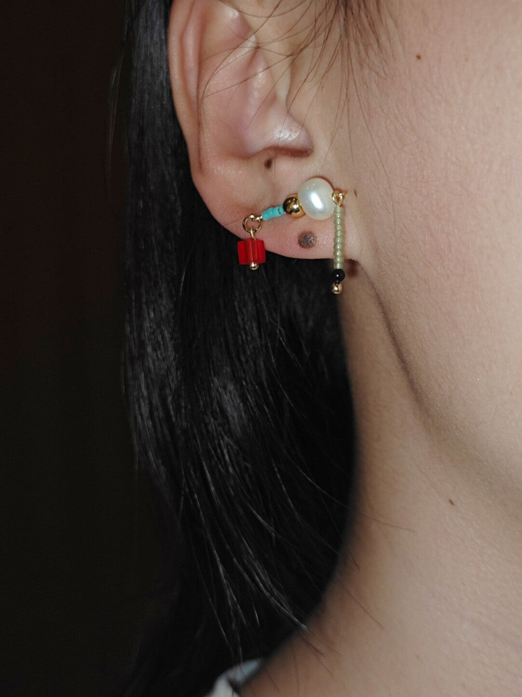 Chinoiserie Mini Fun Beaded Earrings,Lumivault.