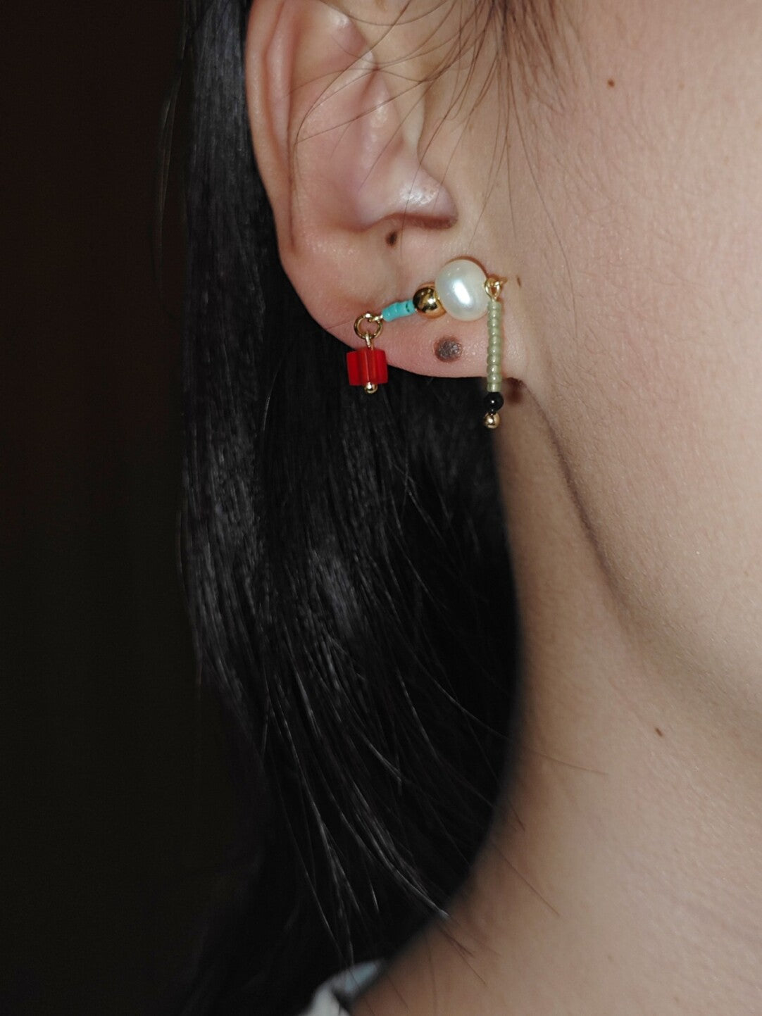 Chinoiserie Mini Fun Beaded Earrings,Lumivault.