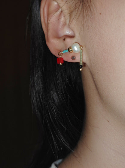 Chinoiserie Mini Fun Beaded Earrings