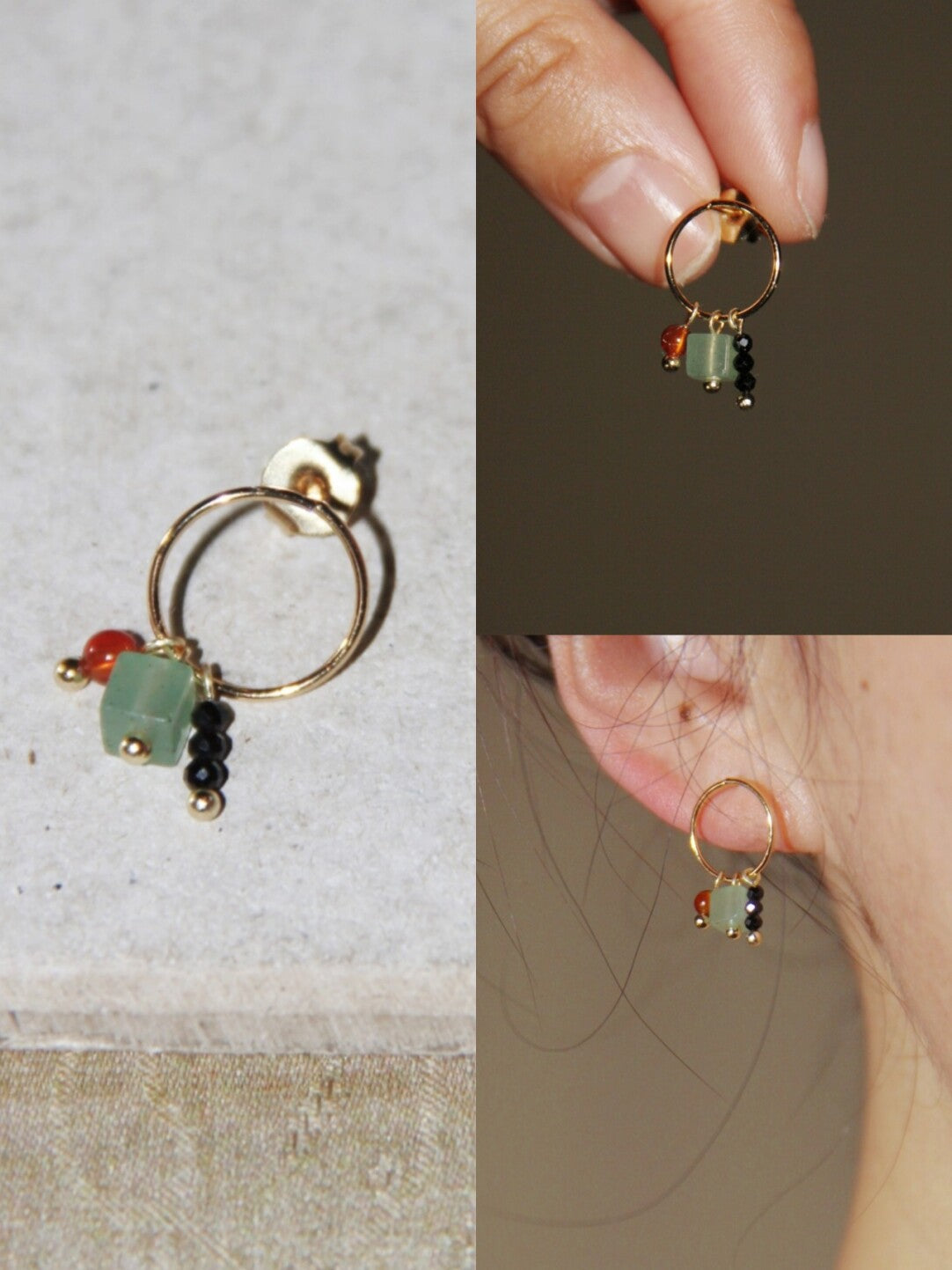 Chinoiserie Minimalist Square Circle Earrings,Lumivault.