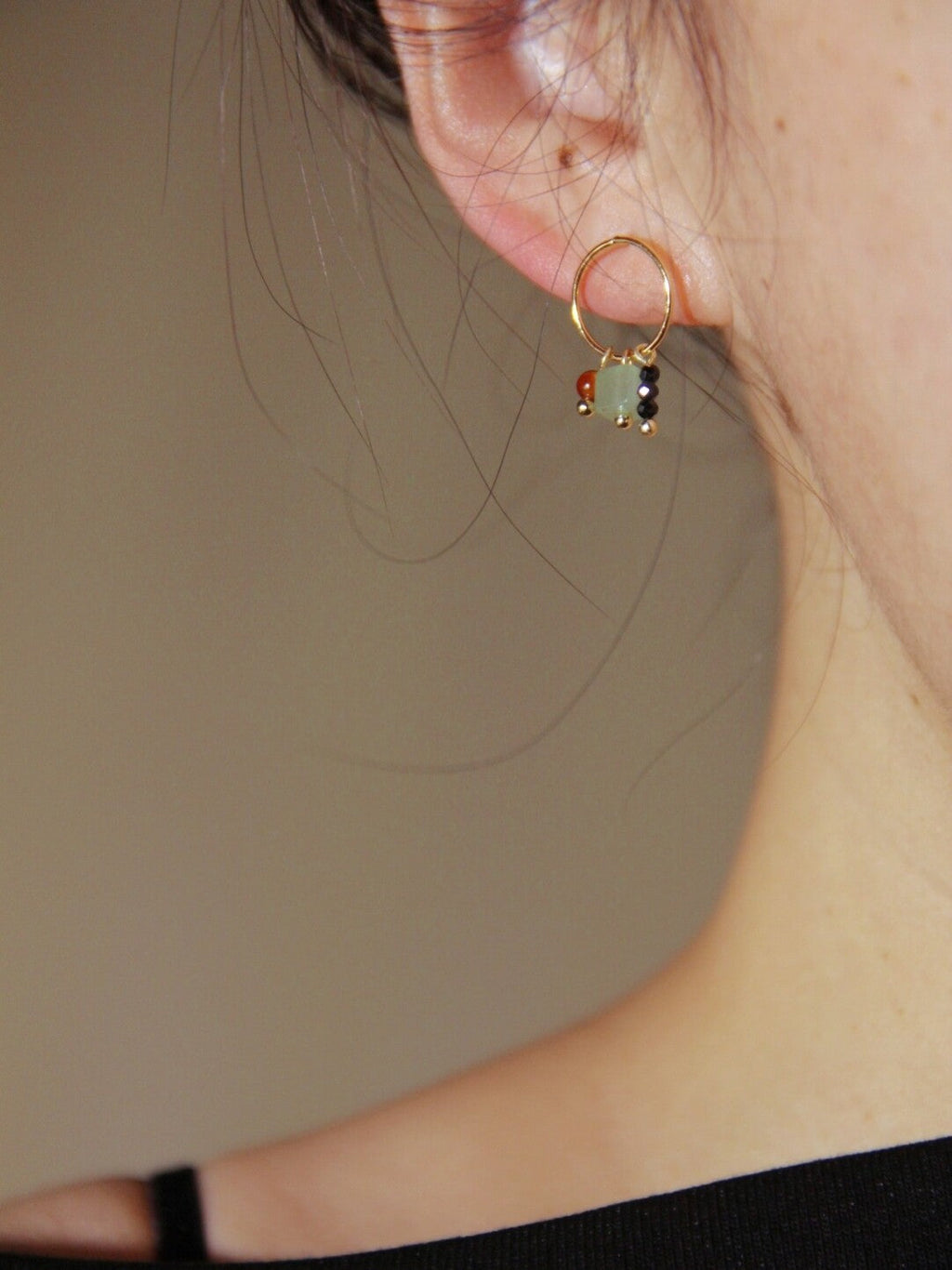Chinoiserie Minimalist Square Circle Earrings,Lumivault.
