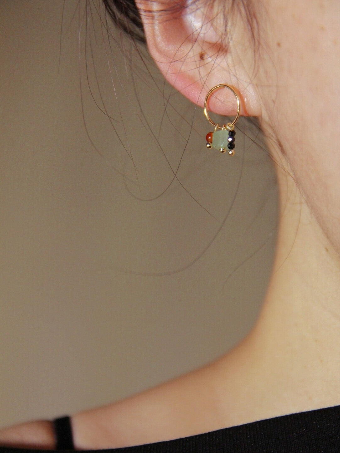 Chinoiserie Minimalist Square Circle Earrings,Lumivault.