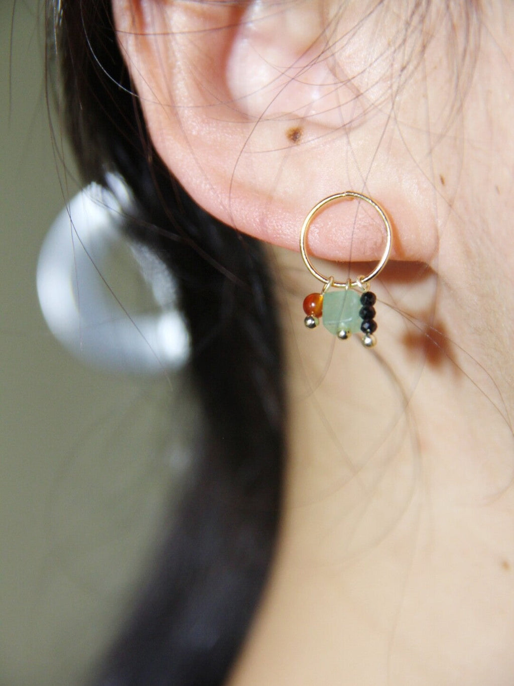 Chinoiserie Minimalist Square Circle Earrings,Lumivault.