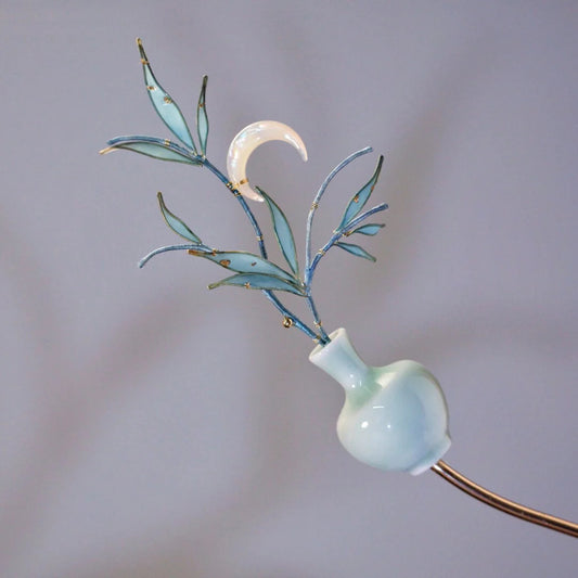 「Chinoiserie」Moonlit Bamboo Leaf Bottle Hairpin - Lumivault