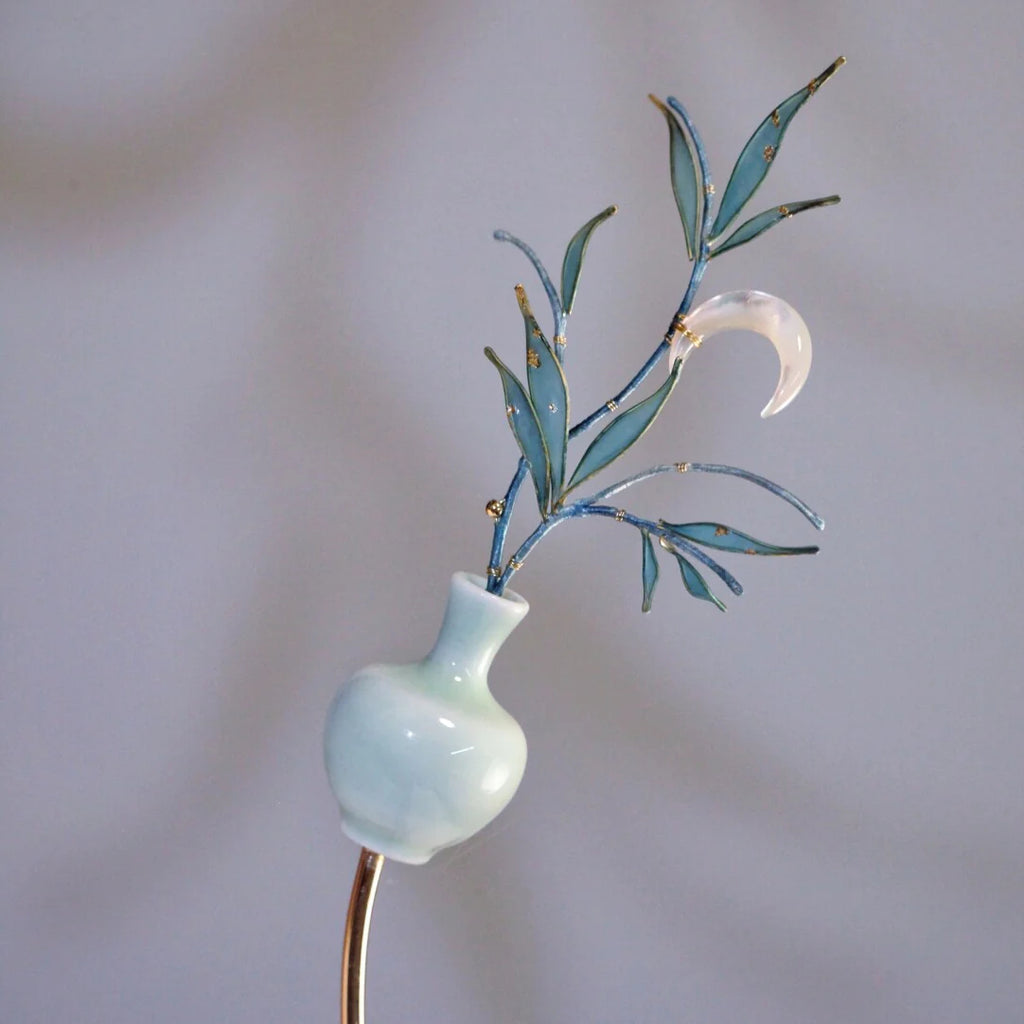 「Chinoiserie」Moonlit Bamboo Leaf Bottle Hairpin,Lumivault.