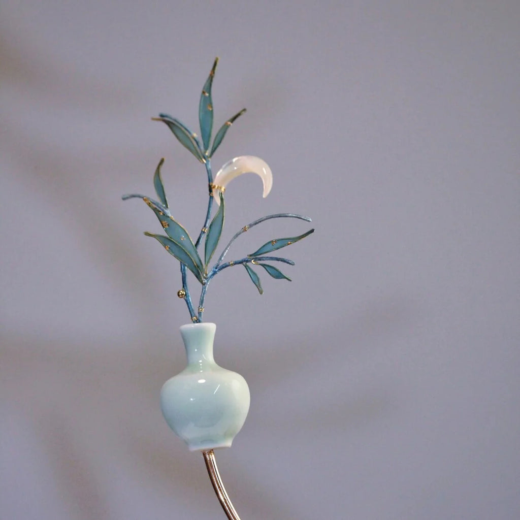 「Chinoiserie」Moonlit Bamboo Leaf Bottle Hairpin,Lumivault.